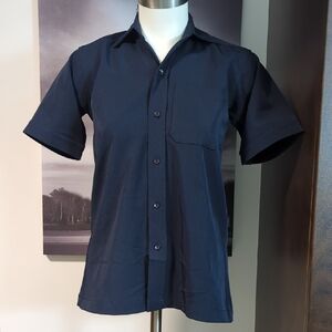 Navy Button-Up Blouse